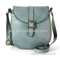 Small Blue Leather Flap Bag For Girls 